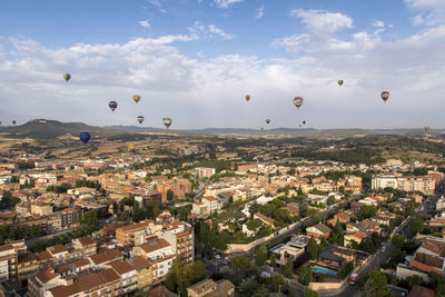 Aerial view of townscape against sky