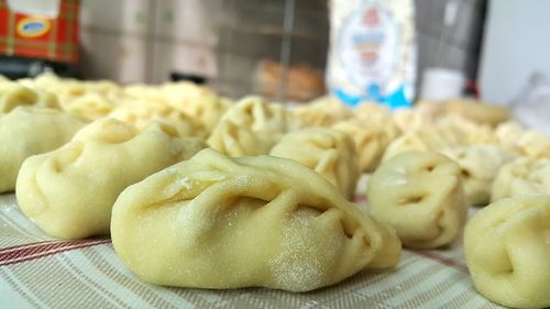 Close-up of pasta in plate on table
