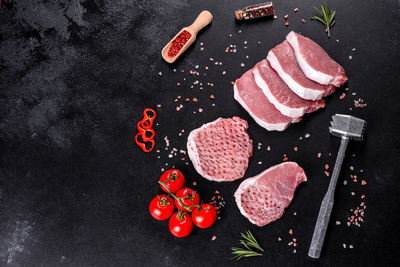 High angle view of food on table