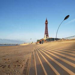Scenic view of beach against clear sky