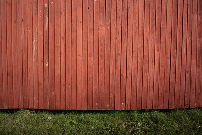 Red barn on grass