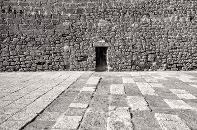 View of stone wall in alcazaba of almería