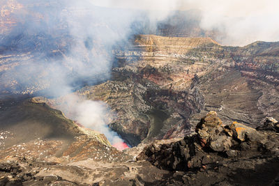 High angle view of volcanic mountain