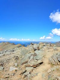 Scenic view of landscape against blue sky