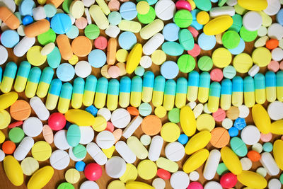 Full frame shot of colorful pills 