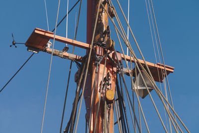 Low angle view of sailboat against sky