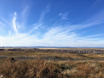 Scenic view of land against sky