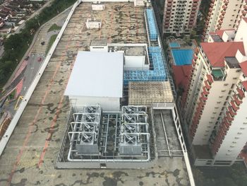 High angle view of buildings in city