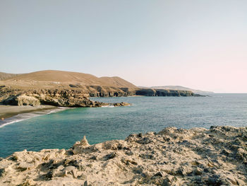 Scenic view of sea against clear sky