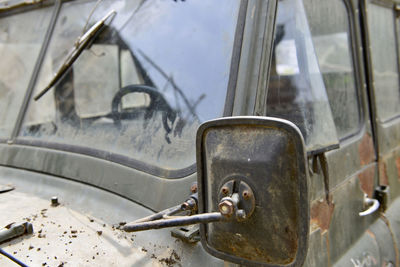 Close-up of damaged car