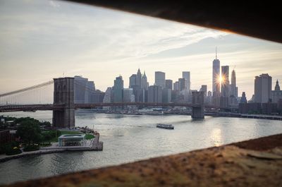 City skyline with river in background