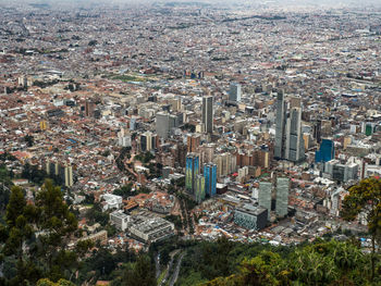 Panoramic view of bogota city from montserrat hill