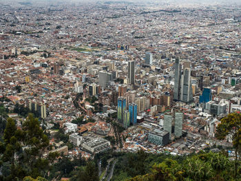 High angle view of city buildings