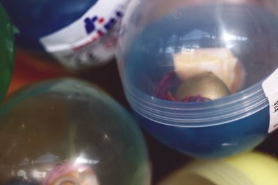 Close-up of glasses on table