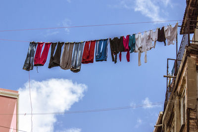 Laundries hanging in the air in a backstreet in istanbul 2012