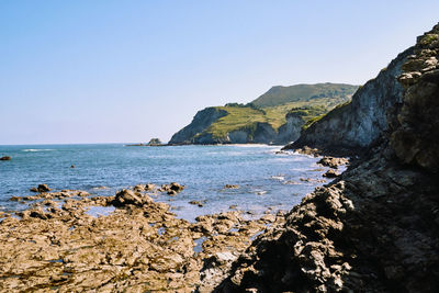 Scenic view of sea against clear sky