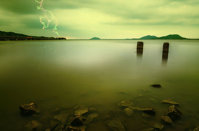 Scenic view of lake against sky