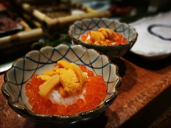 Close-up of dessert in plate on table