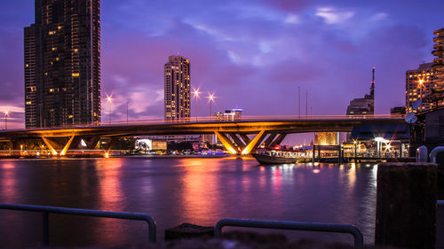 View of illuminated bridge at night