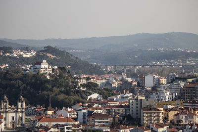 High angle view of townscape against sky