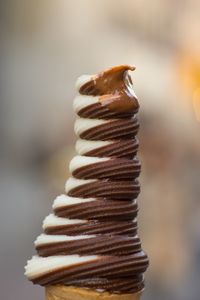 Close-up of chocolate and vanilla ice cream