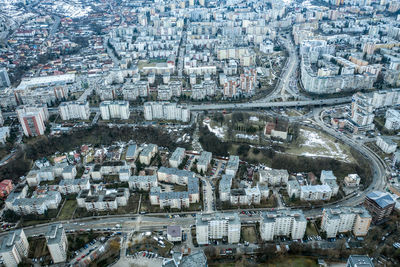 Aerial urban landscape, houses and flat of blacks from a drone. cluj napoca, city, romania