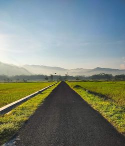 Road amidst field against sky