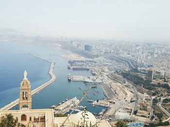 High angle view of buildings in city