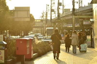 Woman standing in city