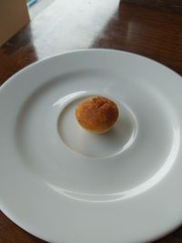 High angle view of breakfast in plate on table