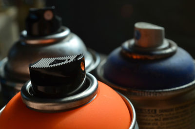 Detail shot of spray cans