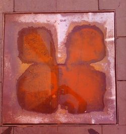 Close-up overhead view of rusty pipes