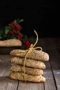 Close-up of cookies on table