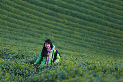 Woman standing in a field