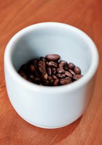 Close-up of coffee beans in bowl