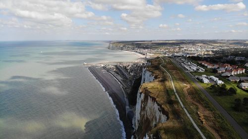 High angle view of sea against sky