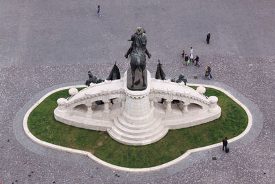 High angle view of a statue