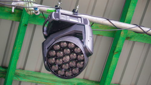 Low angle view of machinery on wall