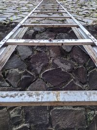 High angle view of metal container on road