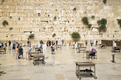 Group of people in old building