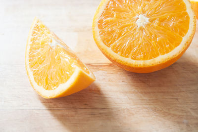 High angle view of orange on table