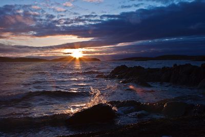 Scenic view of sea at sunset