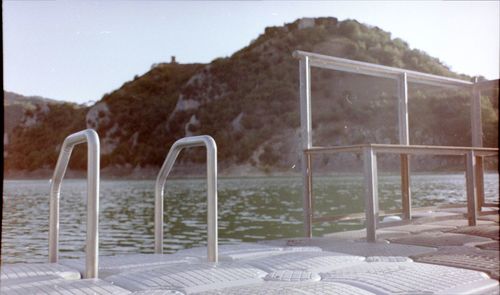 Swimming pool against clear sky
