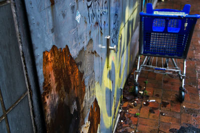 High angle view of damaged building