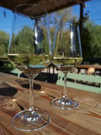 Close-up of wine glass on table