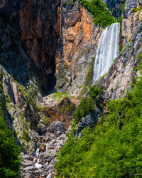 Scenic view of waterfall