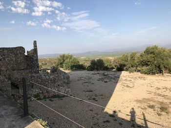 High angle view of fort against sky