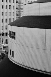 Exterior of modern building in city against sky