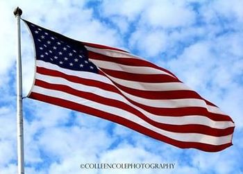 Low angle view of american flag