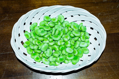 High angle view of vegetables in bowl on table